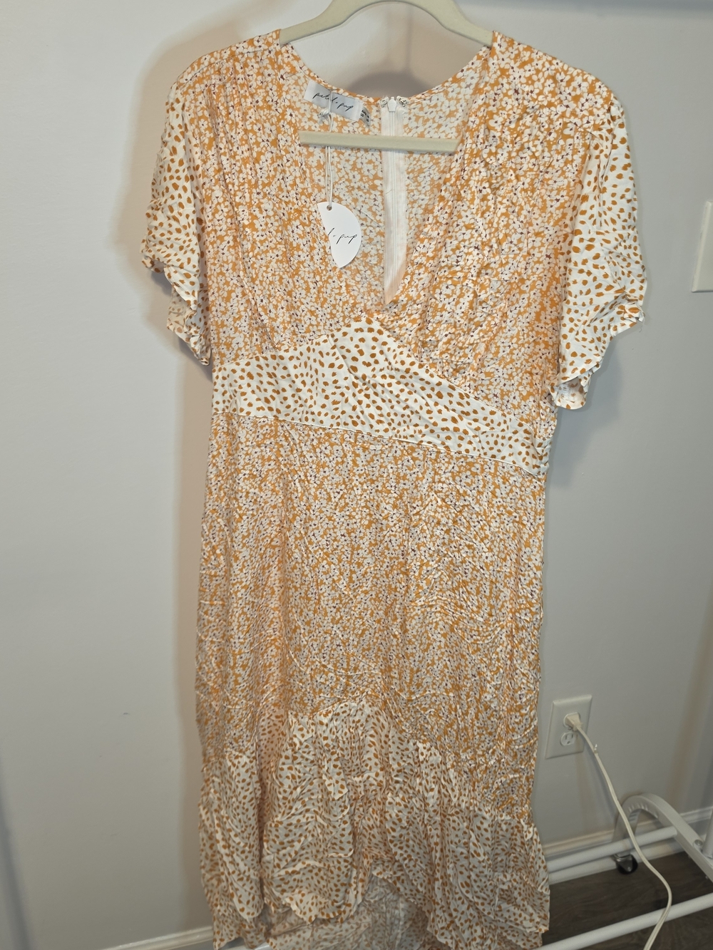 Petal & Pup Orange and White Printed Midi Dress